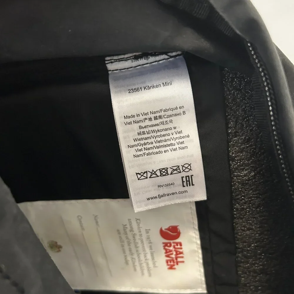 Fjallraven Kanken Mini Backpack - Black with Red Logo